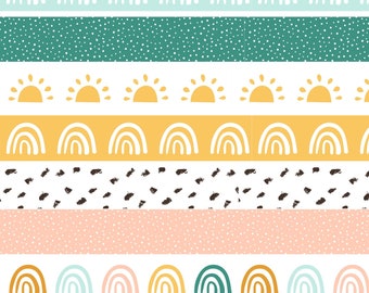 Modern Boho Rainbow Bulletin Board Borders Pack