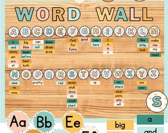 Puede incluir: Un conjunto de tarjetas de pared de palabras coloridas con un tema de arcoíris boho. Las tarjetas presentan las letras del alfabeto y palabras comunes. Las tarjetas son perfectas para usar en un aula o en casa.