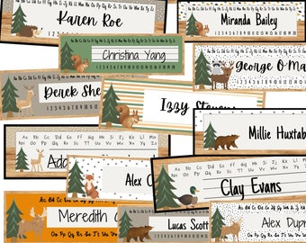 woodland name tag etsy