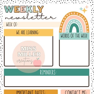 Boletín moderno Boho Rainbow [editable]