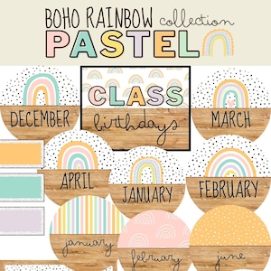 Pastel Boho Rainbow Class verjaardagsdisplay