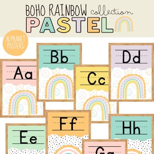 Pastel Boho Rainbow Alphabet Posters