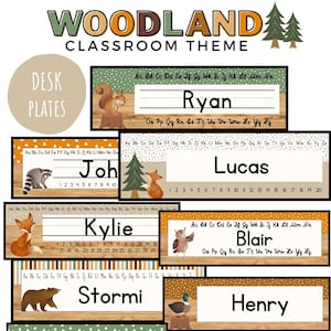 Woodland Desk Plates/Name Tags [editable]