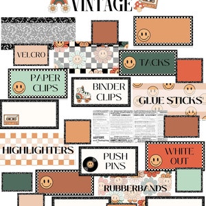 Groovy Vintage Teacher Toolbox Labels [editable]