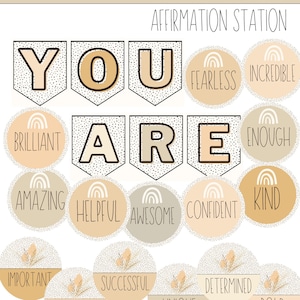 Neutral Boho Rainbow Classroom Affirmation Station