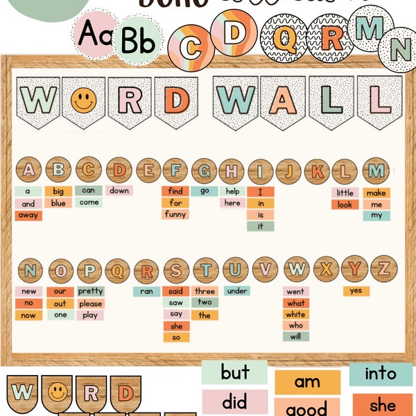 Groovy Boho Word Wall [editable]