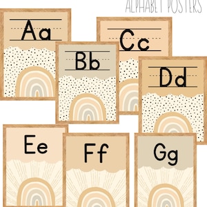Neutral Boho Rainbow Classroom Alphabet