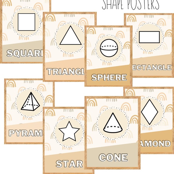 Neutral Boho Rainbow Shape Posters