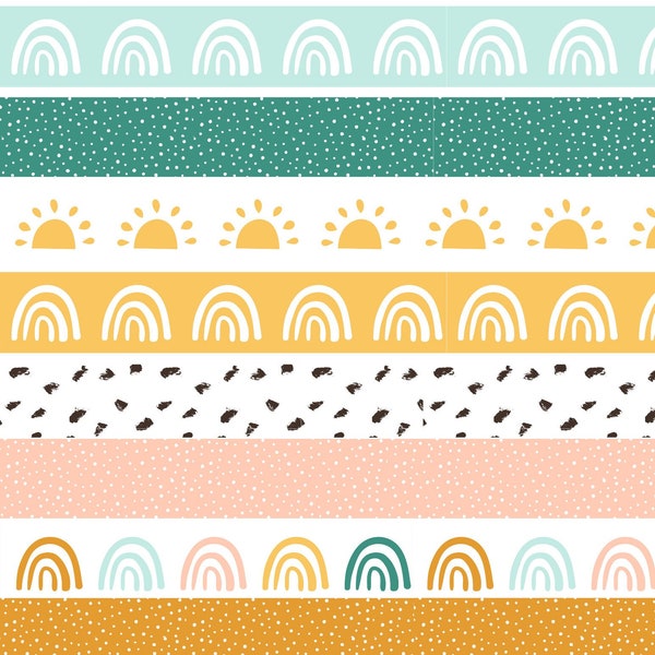 Modern Boho Rainbow Bulletin Board Borders Pack