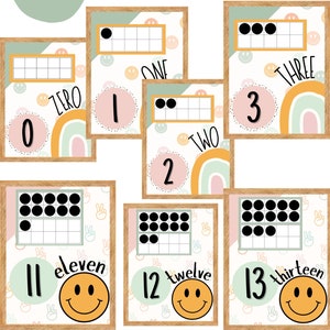 Groovy Boho Classroom Number Posters