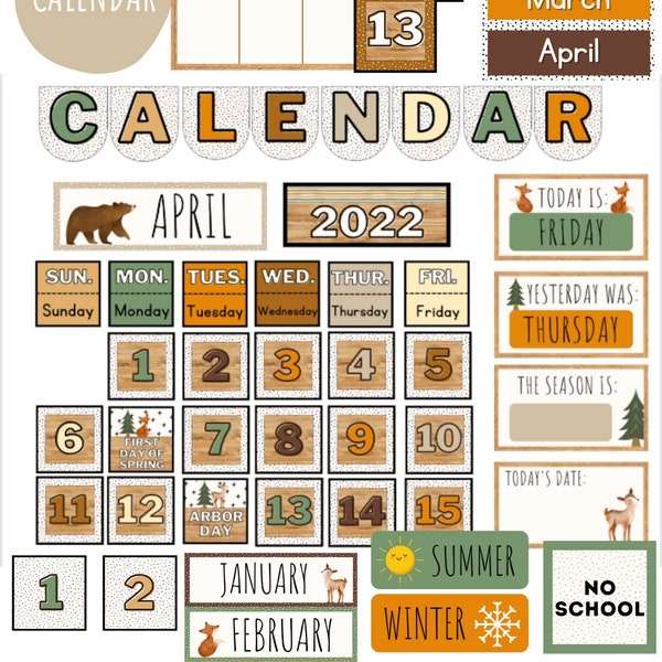 Classroom Calendar Printable Etsy