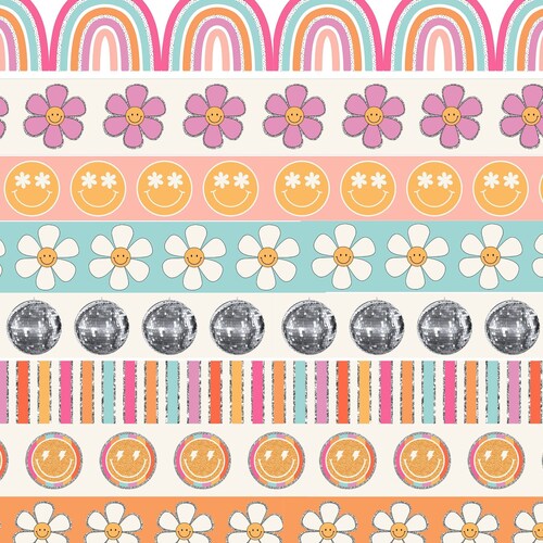 Groovy Boho Bulletin Board Borders Pack Etsy