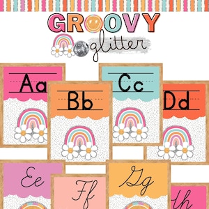 Groovy Glitter Classroom Alphabet Posters