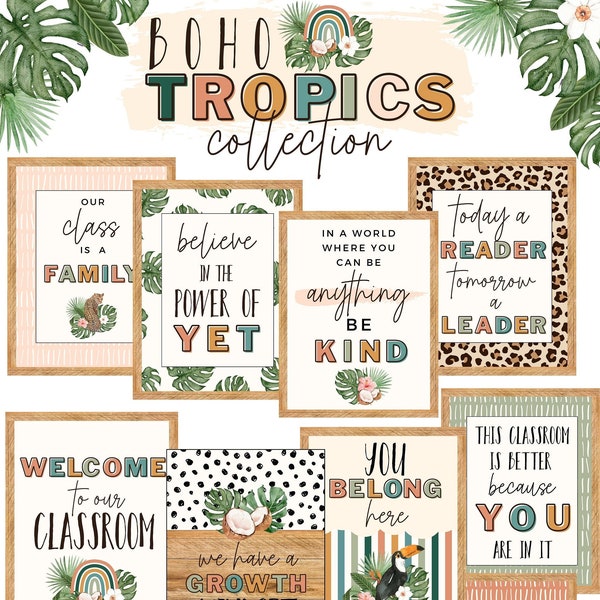 Boho Tropics Classroom Decor Posters
