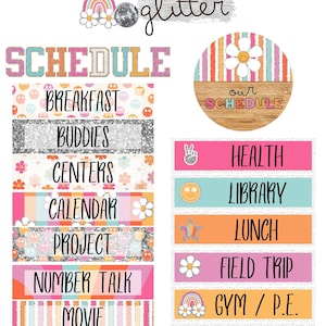 Groovy Glitter Classroom Schedule [editable]