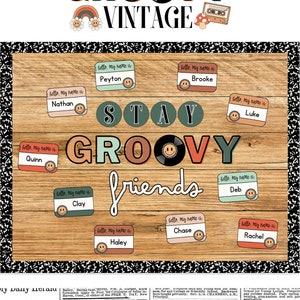 Groovy Vintage &#39;Stay Groovy Friends&#39; Bulletin Board Kit