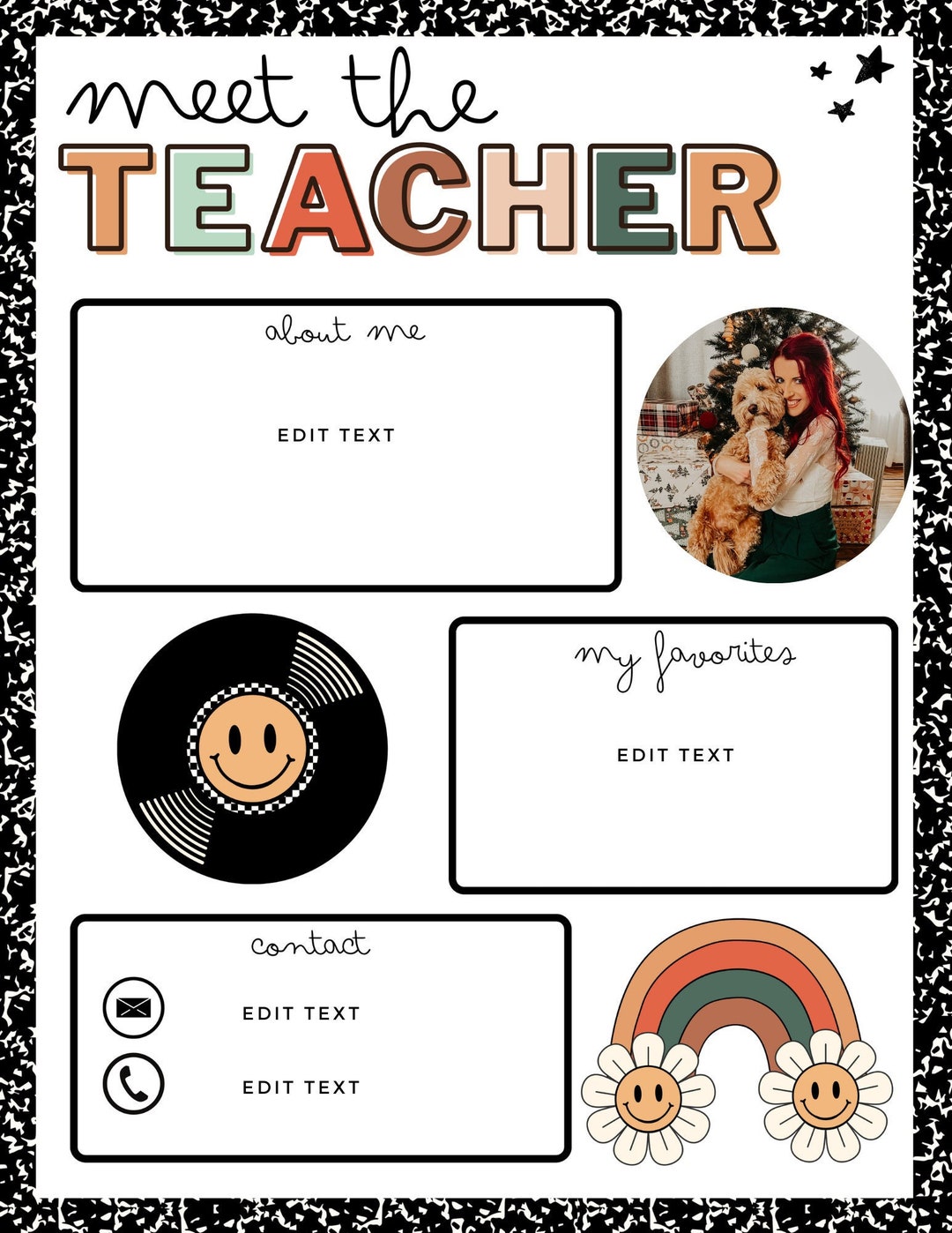 Groovy Vintage Meet the Teacher Template - Etsy
