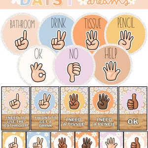 Daisy Dreams Hand Signals Classroom Posters [editable]