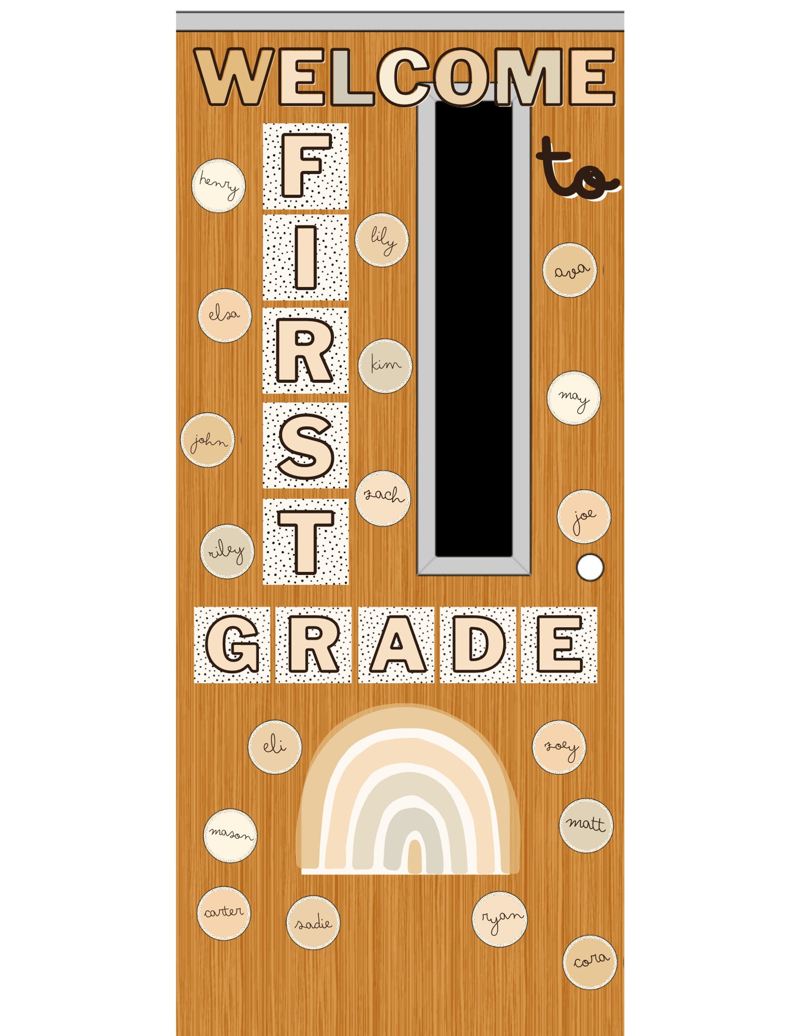 Neutral Boho Rainbow Classroom Door Display editable Etsy