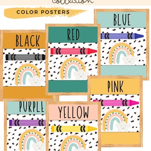 Modern Boho Rainbow Classroom Color Posters