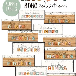 Groovy Boho Classroom Supply Labels