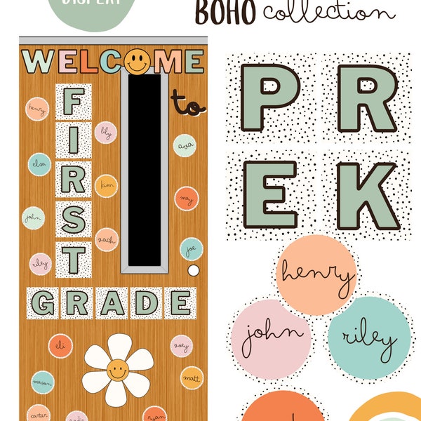 Groovy Boho Classroom Door Display