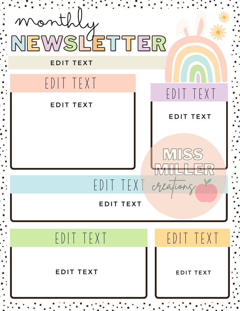 April/spring Newsletter Template [editable] - Etsy