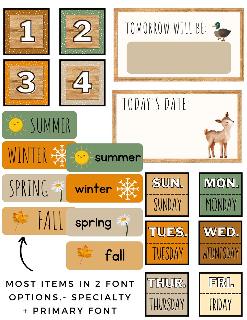 Woodland Interactive Classroom Calendar editable Features Etsy