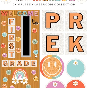 Retro Rainbow Classroom Door Display