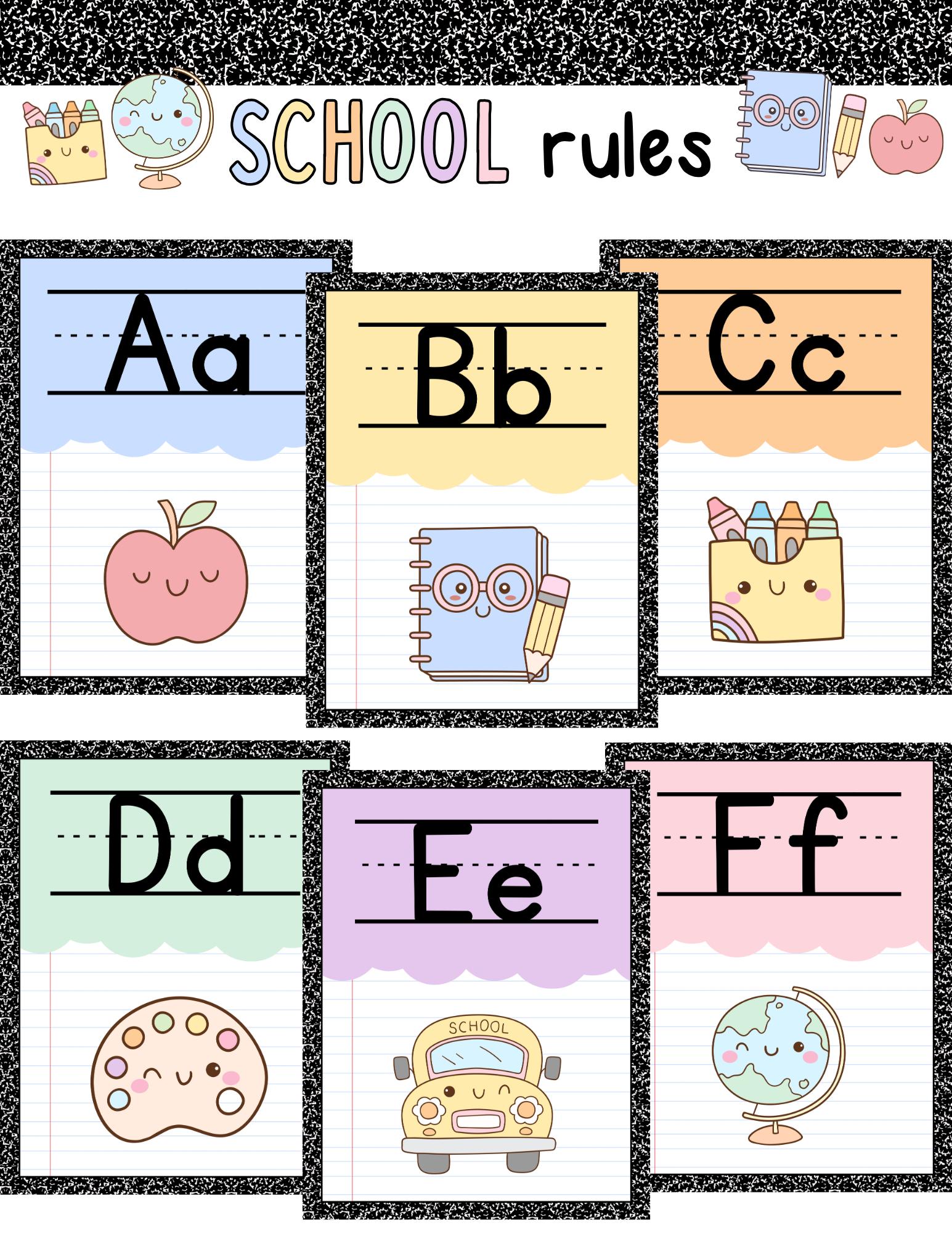 School Rules Classroom Alphabet Posters - Etsy