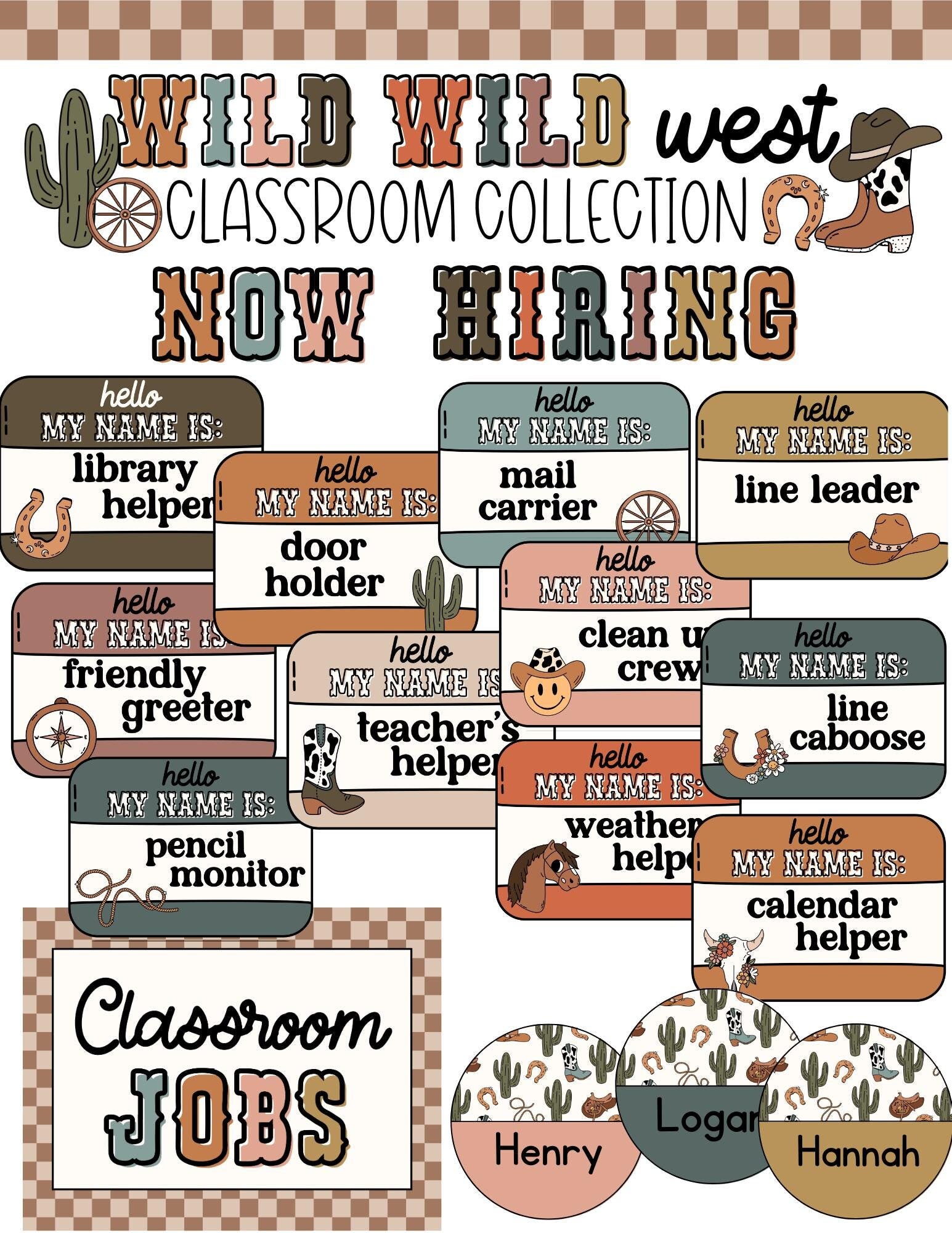 Wild Wild West Class Jobs Display [editable]