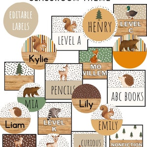 Woodland Classroom Labels [editable]