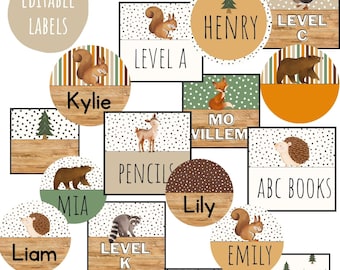 Woodland Classroom Labels [editable]