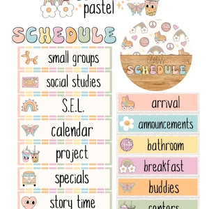 Groovy Pastel Classroom Schedule [editable]