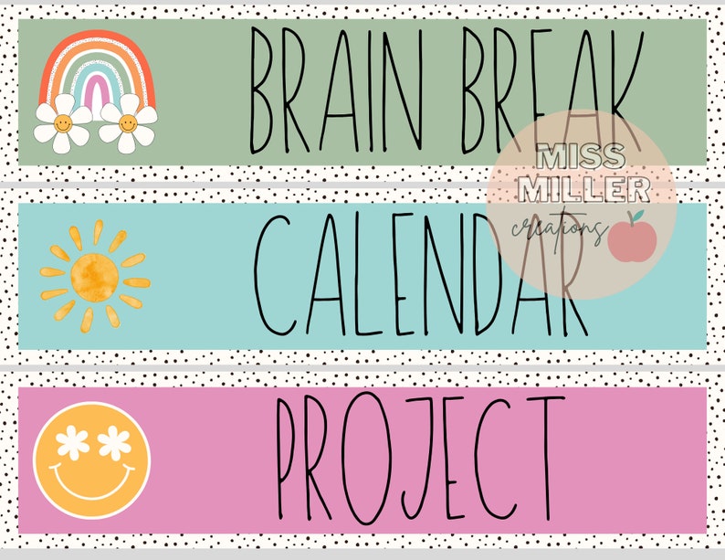 Retro Rainbow Classroom Schedule editable Etsy