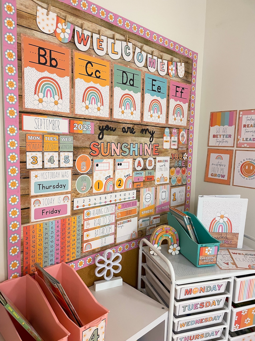 Retro Rainbow Classroom Decor Bundle [editable Digital Download] - Etsy