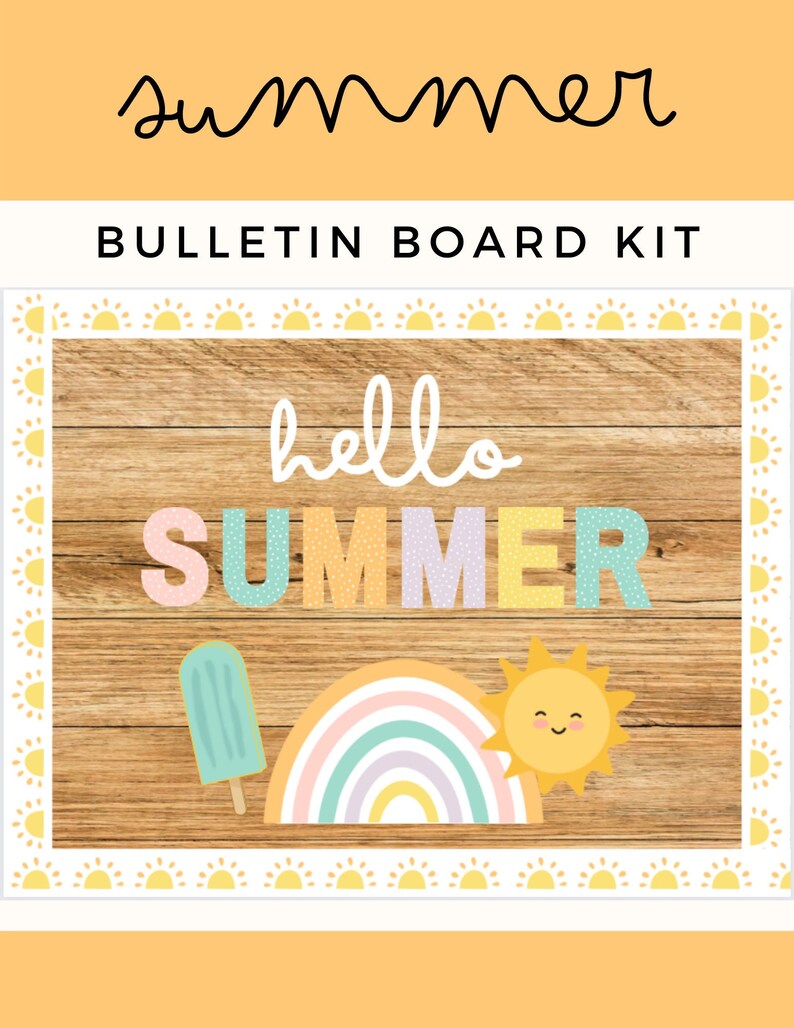 Hello Summer Bulletin Board Kit Etsy