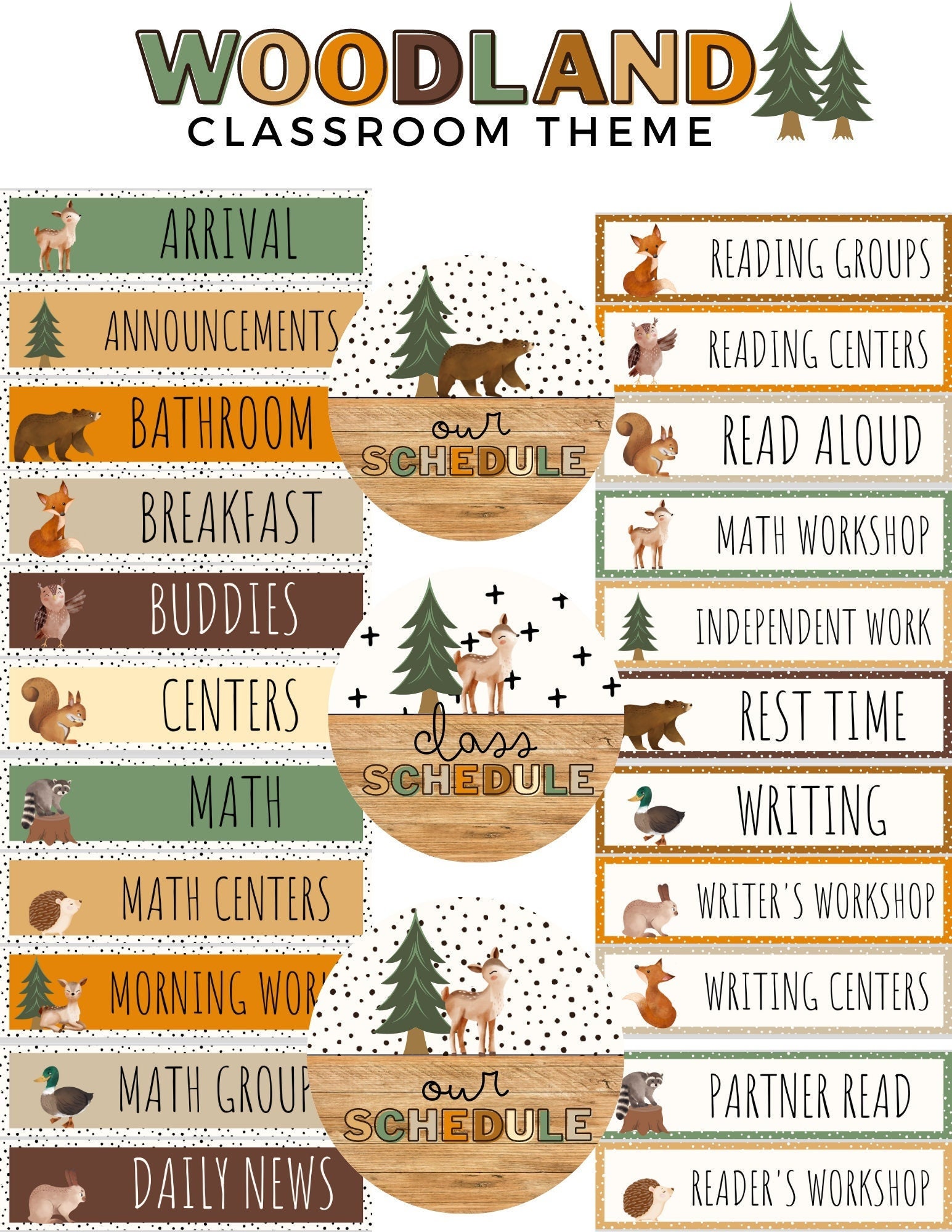 Woodland Visual Classroom Schedule [editable]