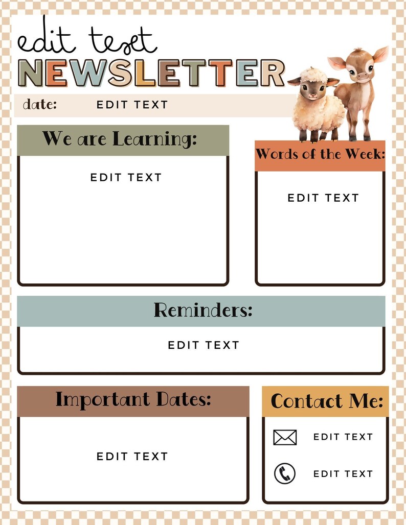 Farm Friends Newsletter [editable] - Etsy