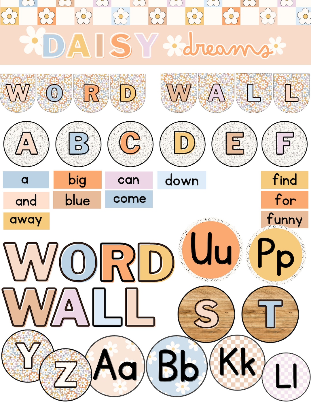 Daisy Dreams Word Wall [editable] - Etsy