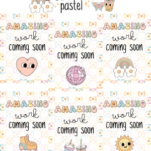 Groovy Pastel Work Coming Soon Posters