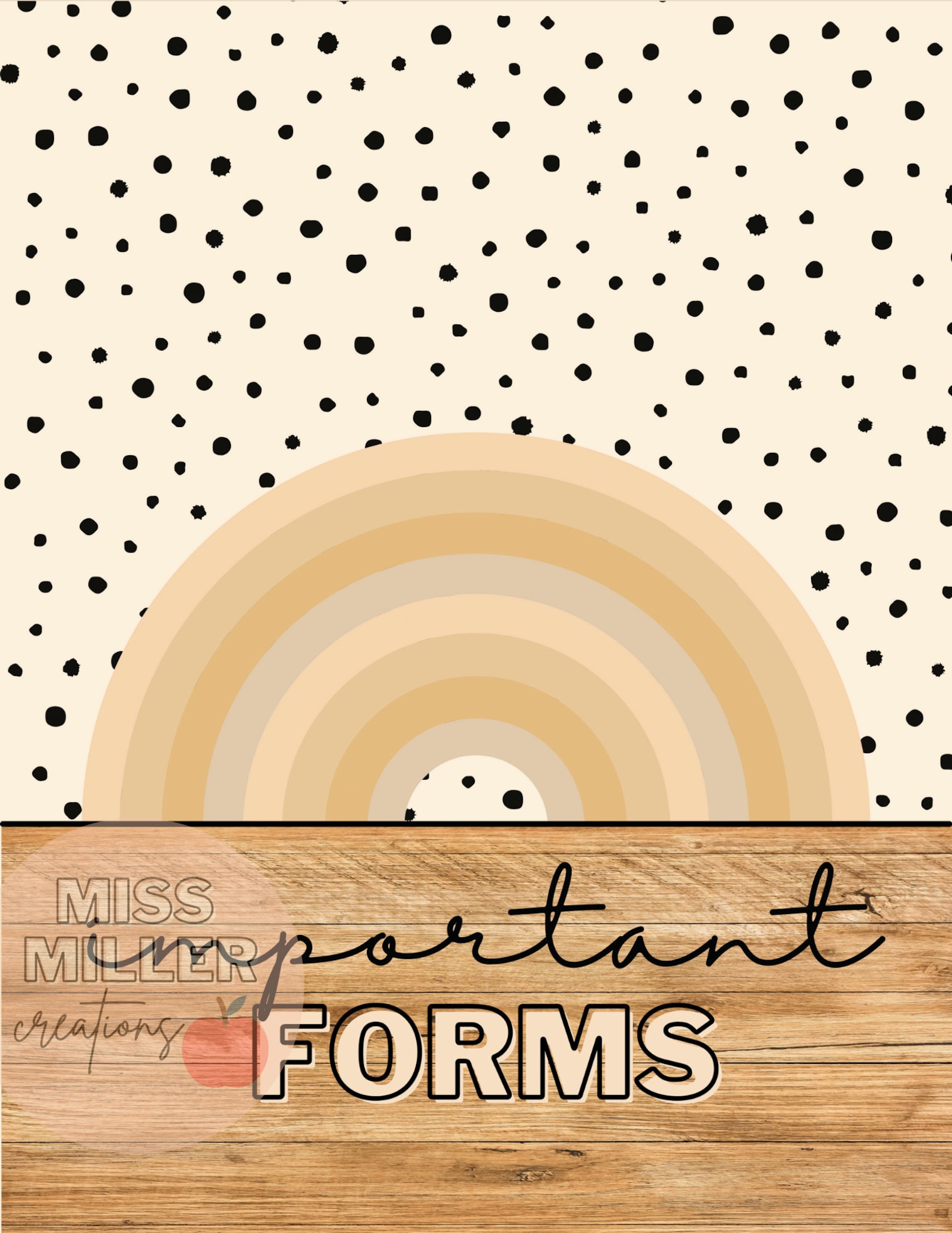 Neutral Boho Rainbow Binder Covers editable Etsy