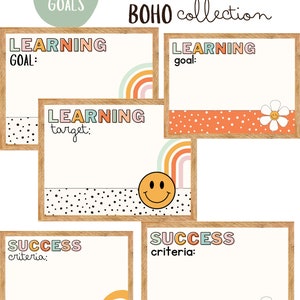 Pósteres de aula de objetivos de aprendizaje de Groovy Boho [editable]