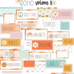 Groovy Boho Volume II Teacher Toolbox Labels [editable]