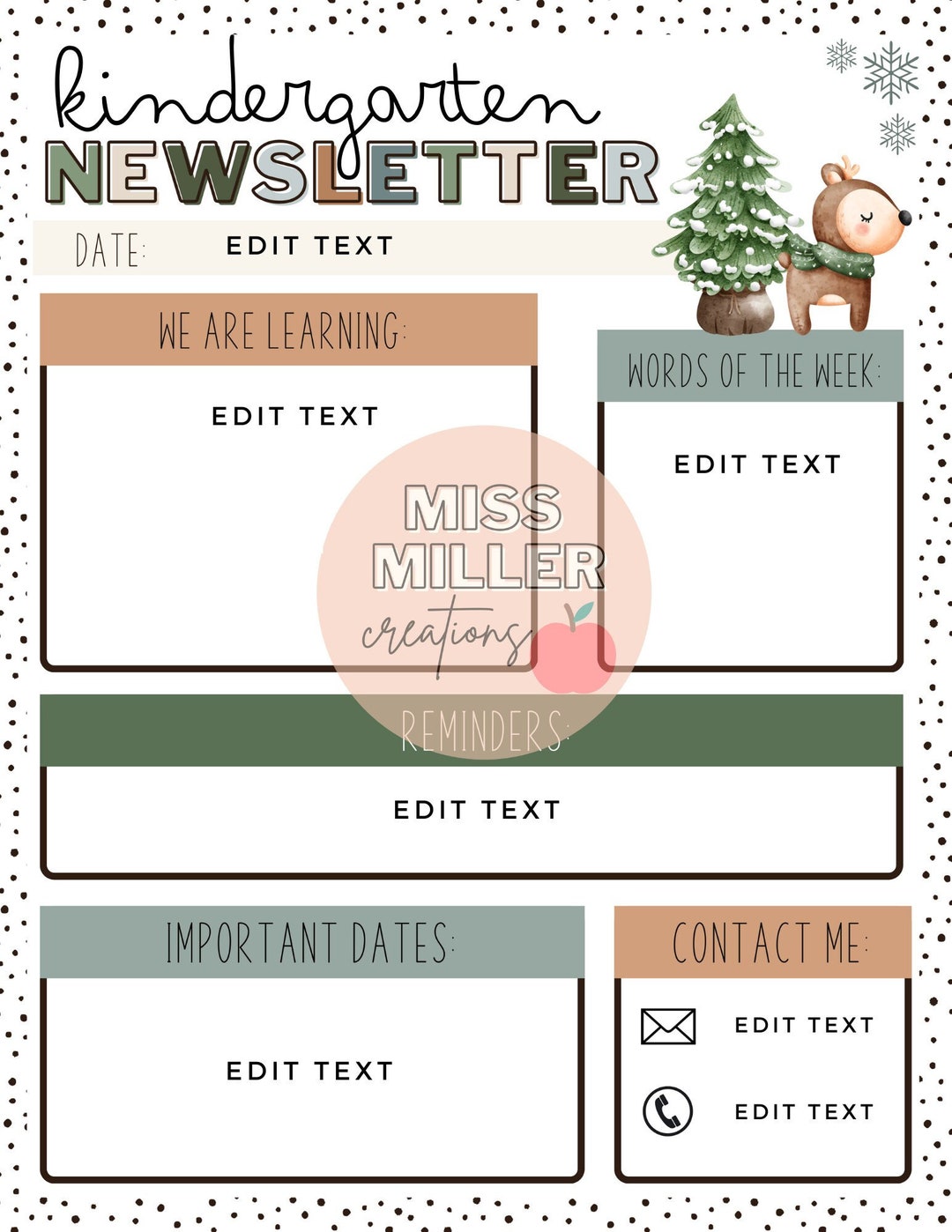 Winter Newsletter Template editable Etsy Winter Newsletter Template editable Etsy