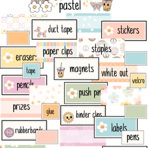 Groovy Pastel Teacher Toolbox-labels [bewerkbaar]