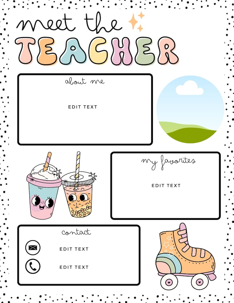 Groovy Pastel Meet the Teacher Template - Etsy