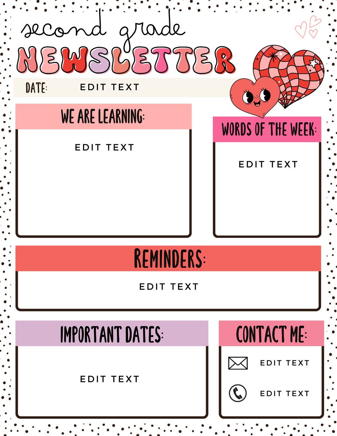 Groovy Valentine Newsletter Template Etsy