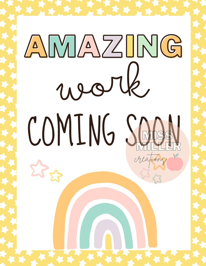 Pastel Boho Rainbow Amazing Work Coming Soon Posters - Etsy