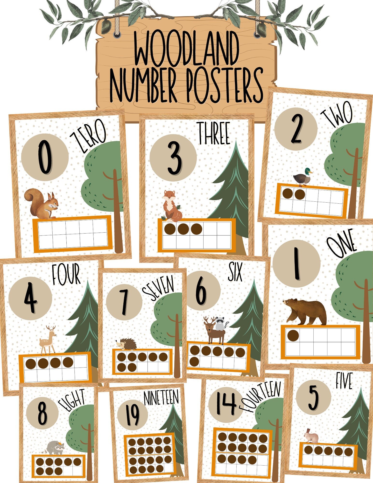 Woodland Classroom Themed Number Posters Etsy
